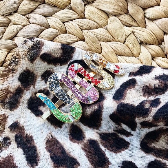 Snake Studded Multicolor Hair Slide/Hair Pin - Picture 2 of 4